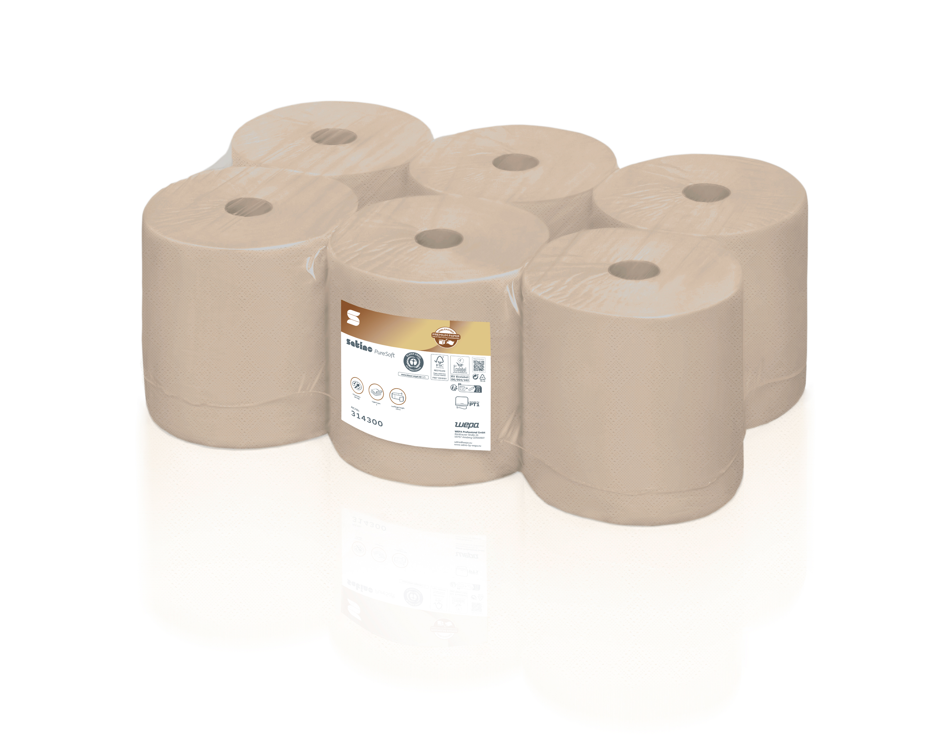 Satino PureSoft Handtuchrollen 2-lagig, 6 x 170 m Satino PureSoft Handtuchrollen 2-lagig, 6 x 170 m