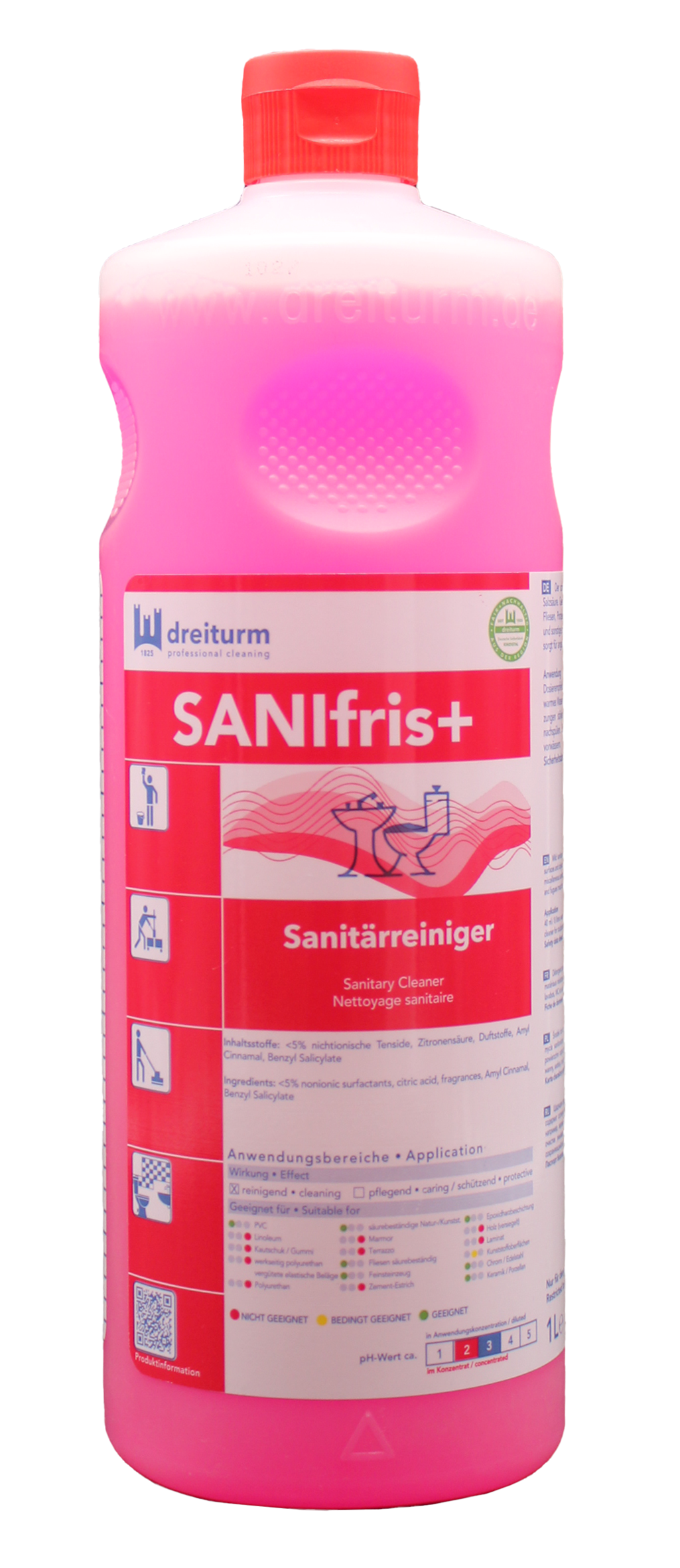 Dreiturm SANIfris+ 1000 ml Sanitärreiniger Dreiturm SANIfris+ 1000 ml Sanitärreiniger