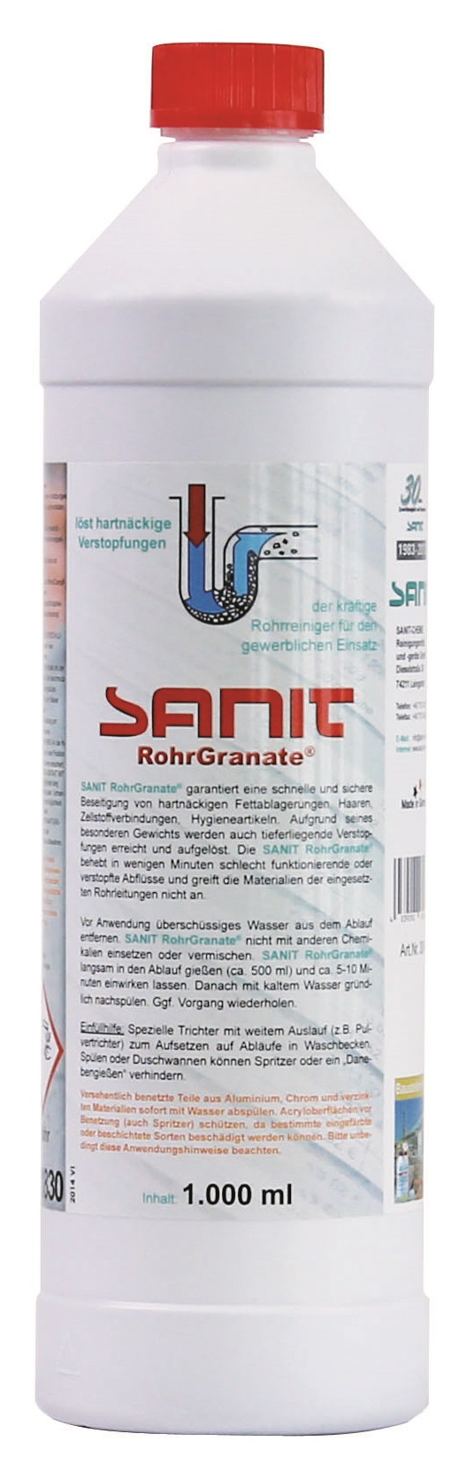 SANIT Profi Rohr Granate Rohrreiniger-Konzentrat
