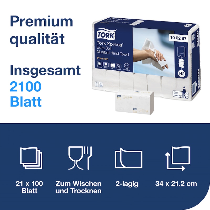 Tork Xpress® Premium Multifold-Handtücher 100297 Tork Xpress® Premium Multifold-Handtücher 100297