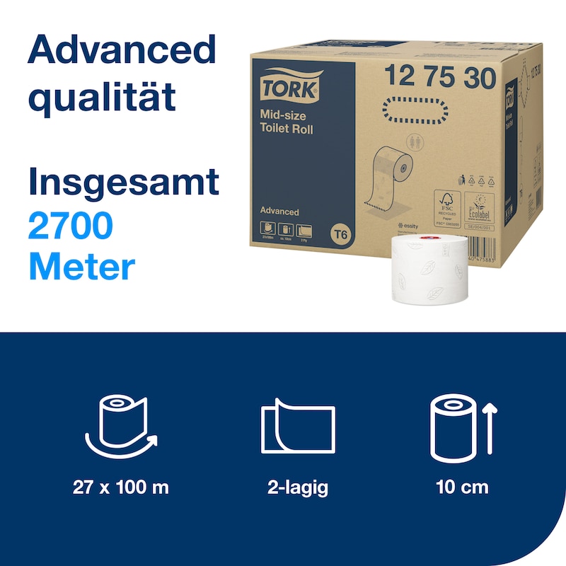 Tork Advanced Midi Toilettenpapier 12 75 30 Tork Advanced Midi Toilettenpapier 12 75 30