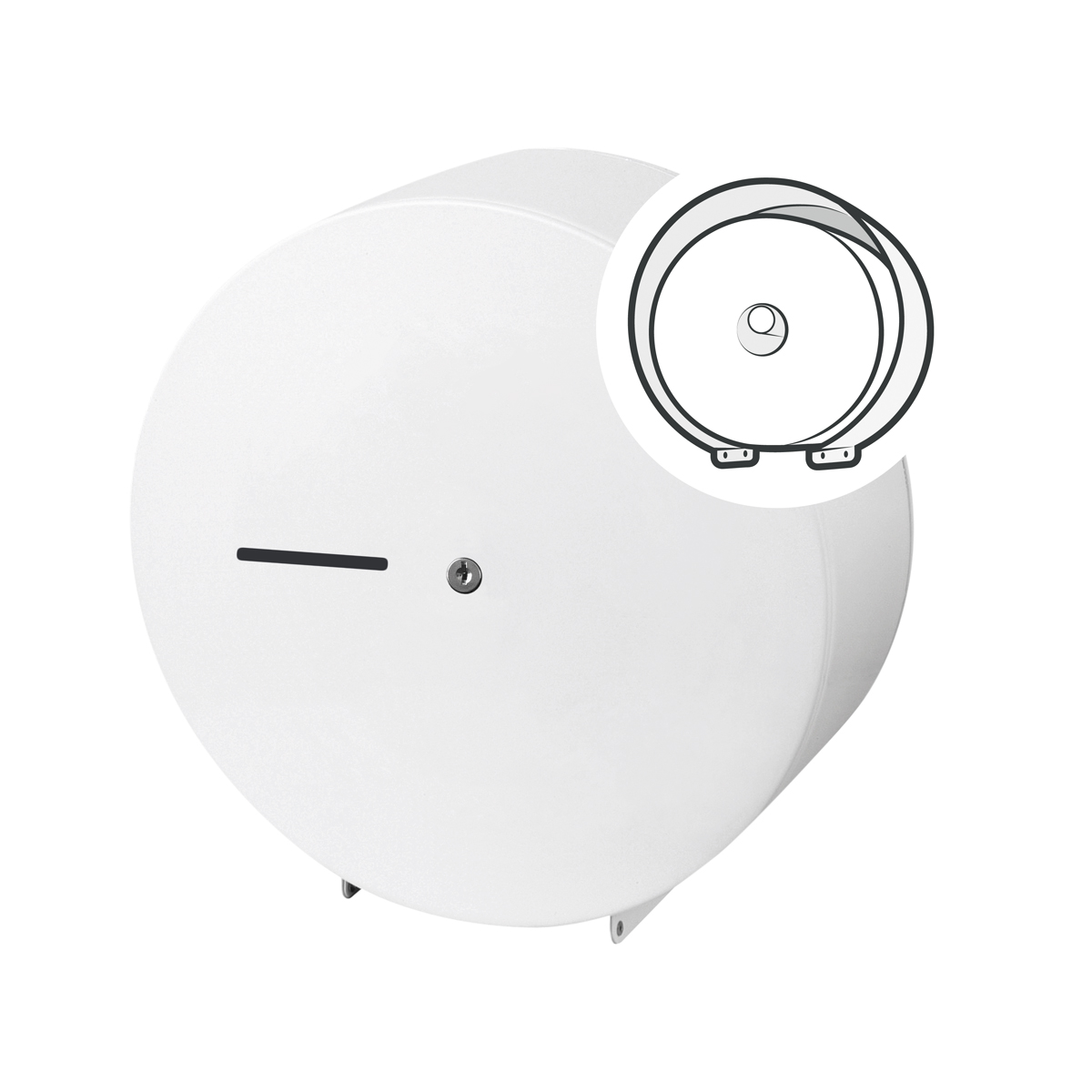 Jumbo-Rollen-Spender Metall weiß Jumbo-Rollen-Spender Metall weiß